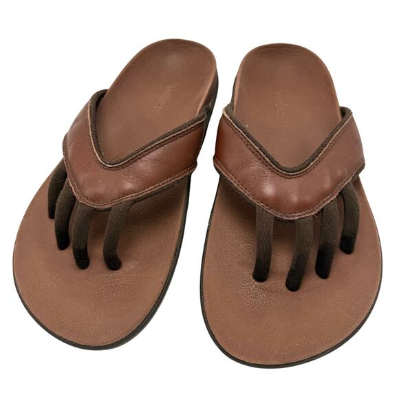 Wellrox Cloud Sandals Womens Sz 7 Brown Leather Toe Separator Comfort Ergonomic - Picture 1 of 8